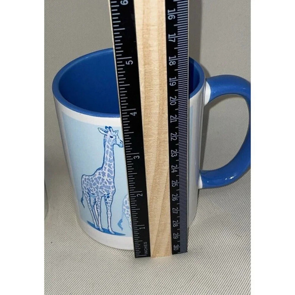 Giraffe Blue‎ & White Set Of 2 Mug Mugs Ceramic 4 Inch - Picture 4 of 5